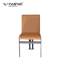 Chaise de salle à manger moderne de haute qualité en similicuir orange avec pieds en fer stables pour appartement et villa, mobilier de maison