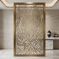 Paravent décoratif en acier inoxydable doré, découpé au laser, à motifs de cercles entrelacés, pour séparation de pièce, panneau de hall d'hôtel