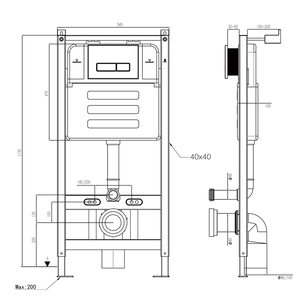WC suspendu à <span class=keywords><strong>réservoir</strong></span> dissimulé de conception moderne avec <span class=keywords><strong>réservoir</strong></span> d'eau caché en HDPE et plaque de chasse à double fonction - Product Image 2