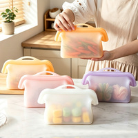 Ecologisch verantwoorde siliconen ziplock zak voor levensmiddelen, grote capaciteit, handzaam, lekvrij, opbergzak voor picknick, gemarineerd voedsel en fruit