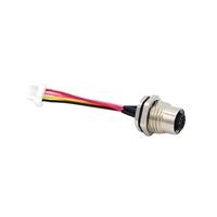 Connecteur M12A-G04 à montage frontal, codage A, mâle, 4 broches, étanche IP67, en laiton plaqué or, droit, pour montage sur panneau