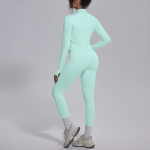 YIAN Nouveaux ensembles de sport pour femmes à manches longues, ensembles de gym respirants et très élastiques, ensembles de yoga Pilates, vêtements pour femmes - Product Image 5