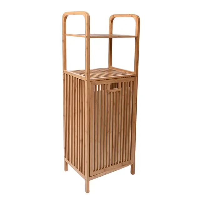 Luxury Bathroom Furniture Set Bamboo Shelf Storage Floor Cabinet