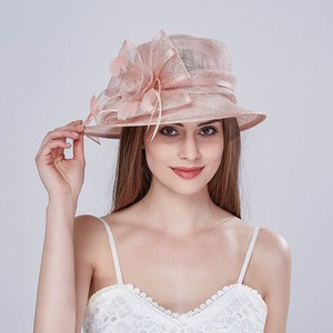 Chapeaux en organza et sinamay élégants pour femmes, couleur personnalisée, motif floral estival, pour mariage à l'église, fête en plein air, carnaval - Grande vente MS - Product Image 1