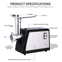 Hachoir à viande MGK, hachoir à viande électrique en acier inoxydable, machine à hacher la viande 1200W, multifonctionnel, sûr, haute efficacité, hachoir alimentaire