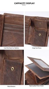 Petit sac à main vintage de luxe porte-cartes Rfid pour hommes porte-monnaie porte-monnaie porte-monnaie en cuir véritable sac portefeuilles pour hommes - Product Image 6