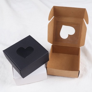 Scatola Regalo Mini <span class=keywords><strong>in</strong></span> Carta Kraft Fatta a Mano a Forma di Aeroplano con Finestra a Cuore, Design Pieghevole Intagliato, <span class=keywords><strong>in</strong></span> Cartoncino Bianco e Nero per Gioielli - Product Image 3