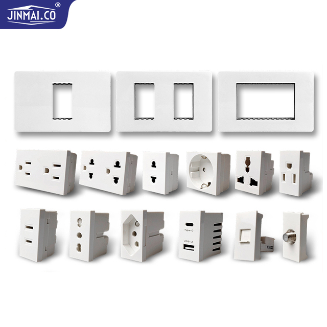 Modular Combination USB Type-C 250V 16A for Home UK US EU Plate Corrosion Resistance Wall Switches and Socket Factory