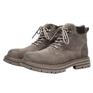 Botas de Trabajo de Cuero Genuino Estilo Británico, con Cordones en el Tobillo, Punta Redonda, Suela de Goma, Tallas 38-44 para Hombre - Product Image 1
