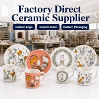 Ensemble de vaisselle en porcelaine avec tasses à café en céramique motif lapin mignon, série Graffiti Garden, assiettes 11oz, logo personnalisé, pour la maison et les cadeaux, vente en gros