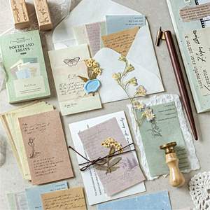 50แผ่น/แพ็คย้อนยุคชุดห้องสมุดภาษาอังกฤษวัสดุกระดาษหลวมสมุดโน๊ตแบบเหนียวสำหรับตกแต่งเคสมือถือภาพปะติด - Product Image 6