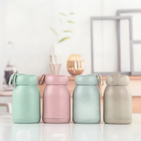 Bouteille d'eau en verre double paroi 320 ml motif lapin mignon, personnalisable avec logo, pour enfants, avec étui en silicone et corde – Meilleure vente