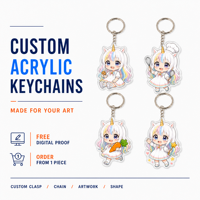 Porte-clés personnalisé en acrylique Anime, chaîne à billes en acrylique de 5 mm d'épaisseur, forme découpée sur mesure, faible MOQ, prix d'usine, délai de livraison rapide