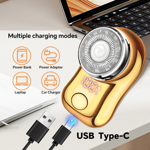 Portable One-Blade Men's USB Power Hair Trimmer for Household Hotel-Rotary <b>Shaver</b> Triple Blade <b>Shaver</b> - Product Image 3