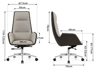 Chaise de bureau exécutive moderne ergonomique confortable à hauteur réglable avec base en acier et revêtement en cuir PU pivotante pour la maison et les bureaux professionnels
