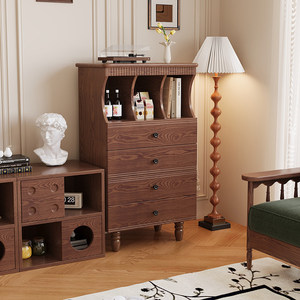 Vintage Ash Wood Four <b>Drawer</b> Chest Storage Cabinet Bedroom Living Room Sideboard - Product Image 1