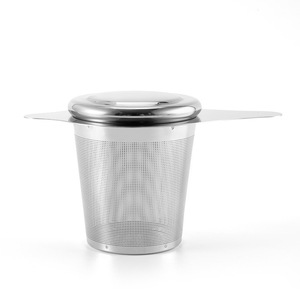 Customized Logo Double Handle Fine Mesh Loose Leaf <strong>Tea</strong> Strainer Filter Stainless Steel 304 Bucket <strong>Tea</strong> <strong>Infuser</strong> With Lid - Product Image 2