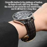 Bracelets de montre en cuir d'alligator pour Tissot Longines, bracelets de remplacement avec fermoir déployant, bracelet de montre authentique en croco