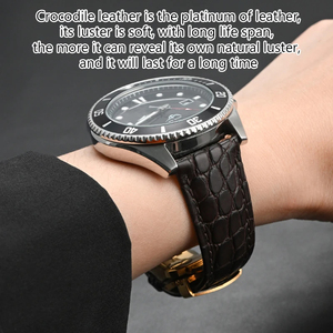 <span class=keywords><strong>Correas</strong></span> de Reloj de Piel de Cocodrilo para Tissot <span class=keywords><strong>Longines</strong></span>, <span class=keywords><strong>Correas</strong></span> de Repuesto con Cierre Desplegable, Correa de Reloj Genuina Crozzling - Product Image 4