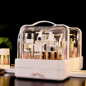Kotak penyimpanan Makeup plastik, Organizer Make Up Display kecil transparan wadah kosmetik portabel