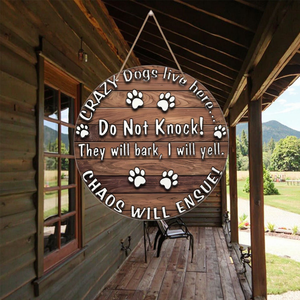 Tableau <span class=keywords><strong>d</strong></span>'affichage <span class=keywords><strong>en</strong></span> bois créatif Numéro de maison unique pour <span class=keywords><strong>la</strong></span> <span class=keywords><strong>d</strong></span>écoration de <span class=keywords><strong>la</strong></span> maison Chien fou vivant <span class=keywords><strong>ici</strong></span> Tenture murale Fête des pères Noël - Product Image 1