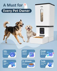 12L 50 Cups Large Breed Automatic <strong>Cat</strong> <strong>Feeder</strong> 5G WiFi 1080P Camera Night Vision Smart Dog Food Dispenser by Yakry - Product Image 5