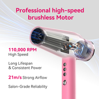 Sèche-cheveux intelligent FirePhoenix avec affichage, indicateurs de température du vent dynamique, 110000 tr/min BLDC, 3 vitesses, 3 températures, 2000W, électrique domestique