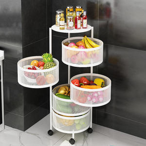 Carro de cocina giratorio 360 con cestas multicapa para verduras y frutas, estante de almacenamiento con ruedas - Product Image 6