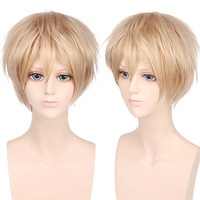 Perruque Courte Droite Unisexe pour Costume de Fête Anime, Idéale pour Femmes et Hommes