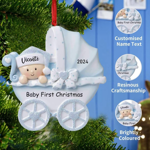 Customized High Quality Baby Carriage Resin <strong>Ornaments</strong> 4-Color Printed New Baby <strong>First</strong> <strong>Christmas</strong> Stroller Cute Hanging <strong>Christmas</strong> - Product Image 5