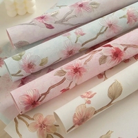 Papier d'emballage floral de luxe rétro de style chinois, série Tao Yuan, papier gaufré à feuille d'or pour les fleuristes et les fournitures de design floral