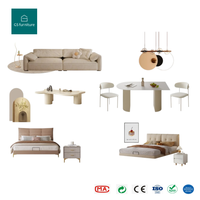 Lit King Size Moderne Blanc Crème avec Rangement et Design Modulaire pour Adultes, Meuble de Chambre à Coucher pour Appartements