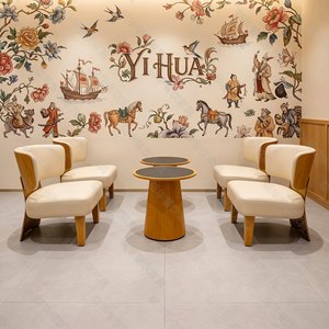 Contemporary Wood Restaurant Chair <b>Set</b> With Cushioned Seat And <b>Round</b> <b>Table</b> <b>For</b> <b>Dining</b> Area Modern Design Commercial Furniture - Product Image 2