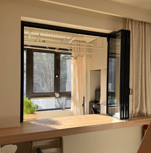 Fenêtre pliante en alliage d'aluminium avec verre trempé panoramique, fenêtre pliante en aluminium à découpe en pont, personnalisation - Product Image 4