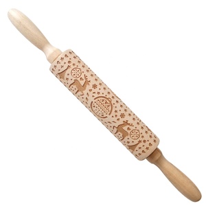 Nuevo rodillo de madera con estampado navideño, rodillo de madera tallado y en relieve, artesanía de palo de masa para galletas - Product Image 4