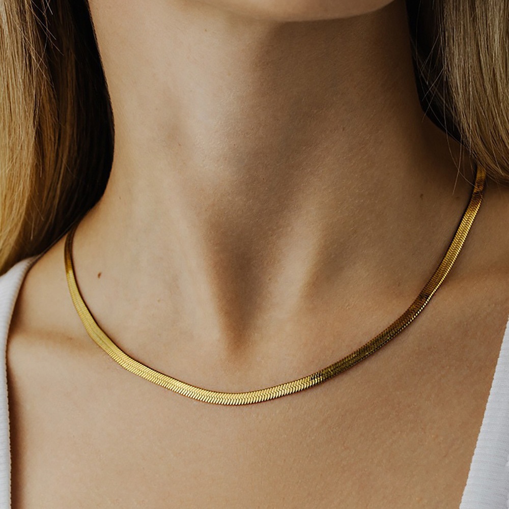 Aleasha Set Di 2 Collane A Serpente Placcato Oro 18k – Acciaio Inox, Regalo Donna
