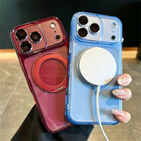 Coque de téléphone antichoc magnétique ultra-transparente avec support métallique rotatif à 360° intégré pour iPhone 17 18 Pro Max