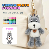 Breloque de sac personnalisée en peluche chien à longue fourrure, porte-clés viral TikTok personnalisé pour marque de mode