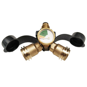 Conector de latón de tres vías con manómetro de propano, 1 macho y 2 hembras, para parrilla de barbacoa y calentador QCC - Product Image 2