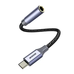 USB-C到3.5耳机音频适配器类型-C到Aux加密狗电缆软狗类型C到3.5毫米耳机插孔适配器