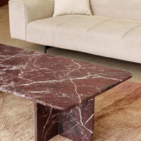 Table basse en marbre rouge artisanal Newstar Stone, marbre Rosso Levanto Bourgogne, pour salon