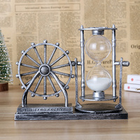Ornement vintage en résine, roue de la Fortune de Londres, sablier rétro en métal, décor de table en bronze antique, cadeau de bureau
