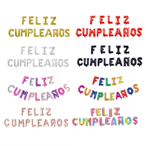 Venta caliente 16 pulgadas "Feliz Cumpleanos" español Feliz cumpleaños carta globo Banner para decoración <span class=keywords><strong>de</strong></span> fiesta - Product Image 1