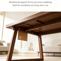 Table basse rectangulaire en noyer avec structure renforcée, table basse moderne minimaliste en bois naturel pour salon, bureau, maison