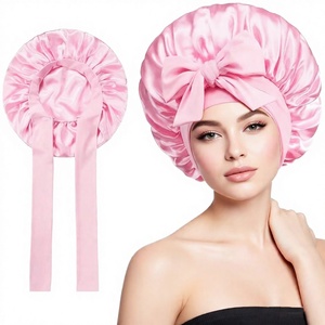 Bonnet de nuit en satin <span class=keywords><strong>imitation</strong></span> soie pour femme avec large bande élastique anti-frisottis pour cheveux longs et bouclés - Product Image 1