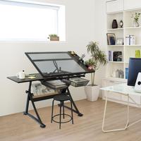 Table à dessin d'atelier avec étau, plateau en verre, fabrication OEM, vente en gros