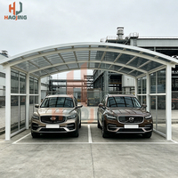 Grand abri pour deux voitures en aluminium, abri de voiture avec toit en polycarbonate à structure renforcée épaisse pour villa familiale, jardin, espace de stationnement extérieur