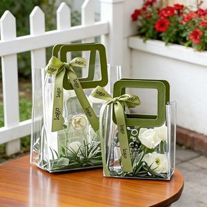 Pochette cadeau transparente en PVC imperméable avec logo imprimé personnalisé, ruban personnalisé, emballage cadeau pour petites entreprises - Product Image 6