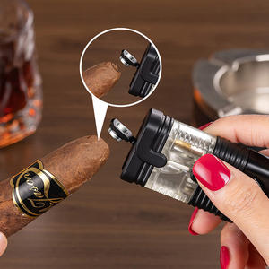 Custom Logo Triple Flame Torch Lighter Butane Gas Jet Cigar Lighter Windproof Feature <strong>3</strong> Flames Cigar Punch for Cigarette Usage - Product Image 4