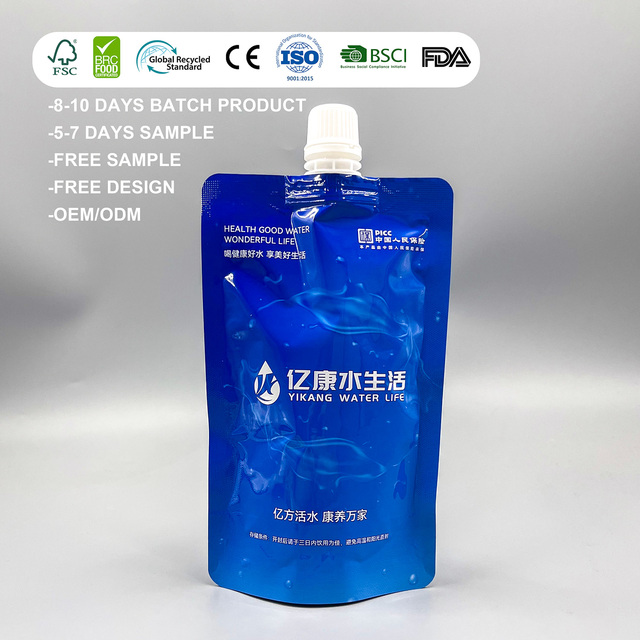 Wholesale Large Capacity Spout Plastic Bag for Portable Drinking Water Reusable Custom Printed Bulk Supply